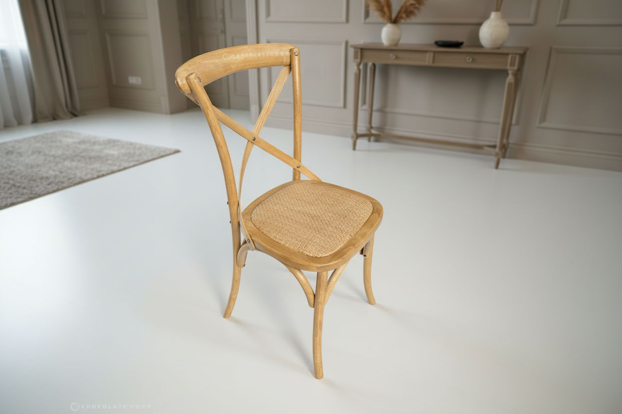 NORDIC ROUND DINING TABLE 100CM + 4 MELROSE DINING CHAIRS NATURAL 5PCS - MyChocolateWood