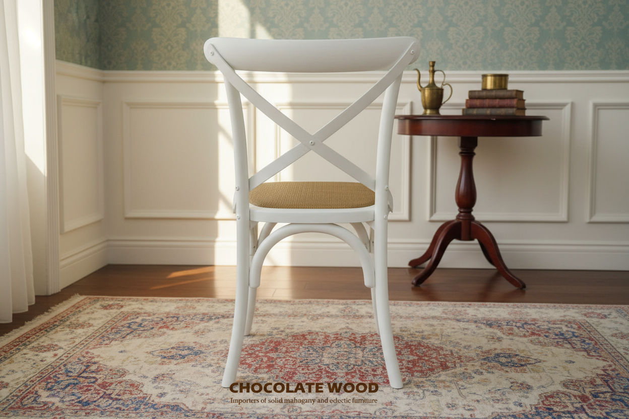 NORDIC ROUND DINING TABLE 100CM + 4 MELROSE DINING CHAIRS WHITE 5PCS - MyChocolateWood