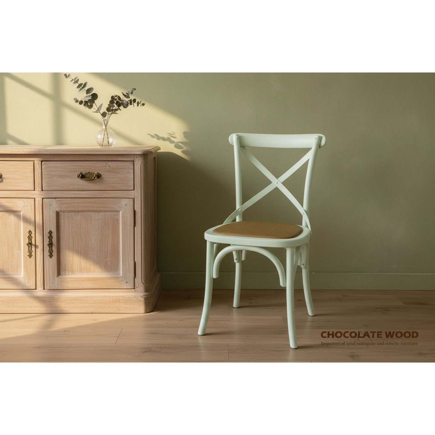 Nordic Round Dining Table 100cm + 4 Melrose Dining Chairs in White - Chocolate Wood