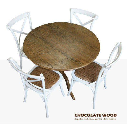 NORDIC ROUND DINING TABLE 750MM + 2 MELROSE DINING CHAIRS WHITE 3PCS - MyChocolateWood