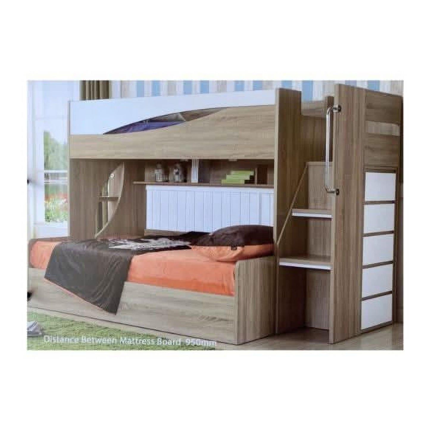 OLIVER GAS LIFT BUNK BED SINGLE ON DOUBLE