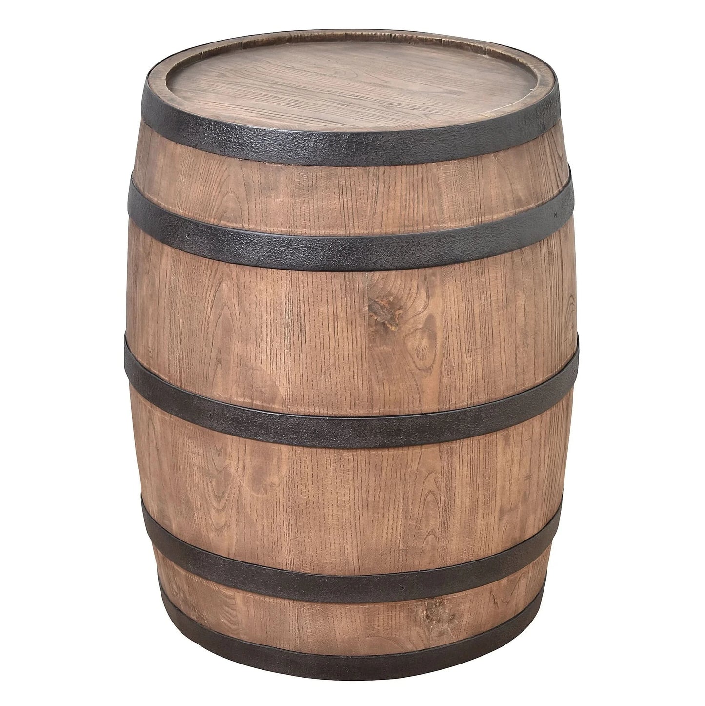 ORLEANS RECLAIMED ELM WINE BARREL SIDE TABLE LAMP TABLE NATURAL & BLACK IRON ACCENTS - MyChocolateWood