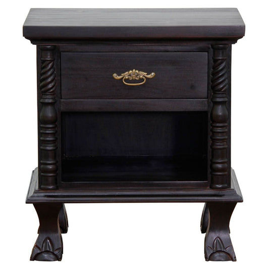 ORLIA SOLID MAHOGANY 1 DRAWER BEDSIDE TABLE IN CHOCOLATE - MyChocolateWood