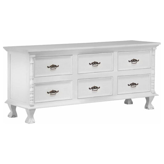 ORLIA SOLID MAHOGANY 6 DRAWER DRESSER IN WHITE - MyChocolateWood
