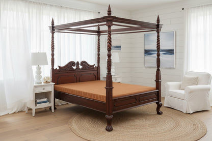 ORLIA SOLID MAHOGANY TIMBER QUEEN SIZE 4 POSTER BED IN MAHOGANY - MyChocolateWood