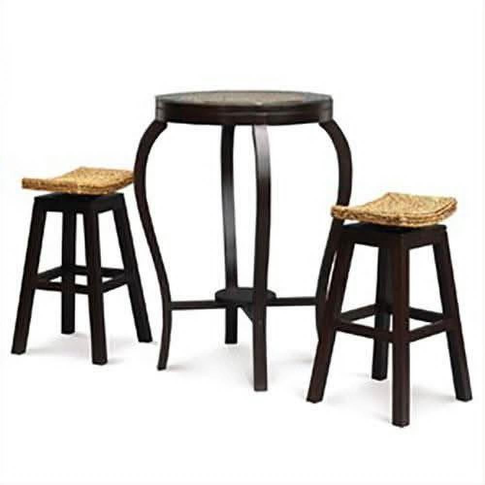 Ornament Solid Mahogany Bar Table and 2 Stools in Chocolate