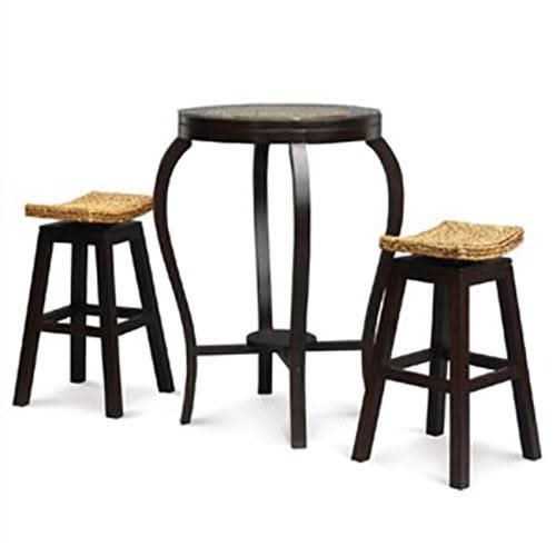 Ornament Solid Mahogany Bar Table and 2 Stools in Chocolate - MyChocolateWood