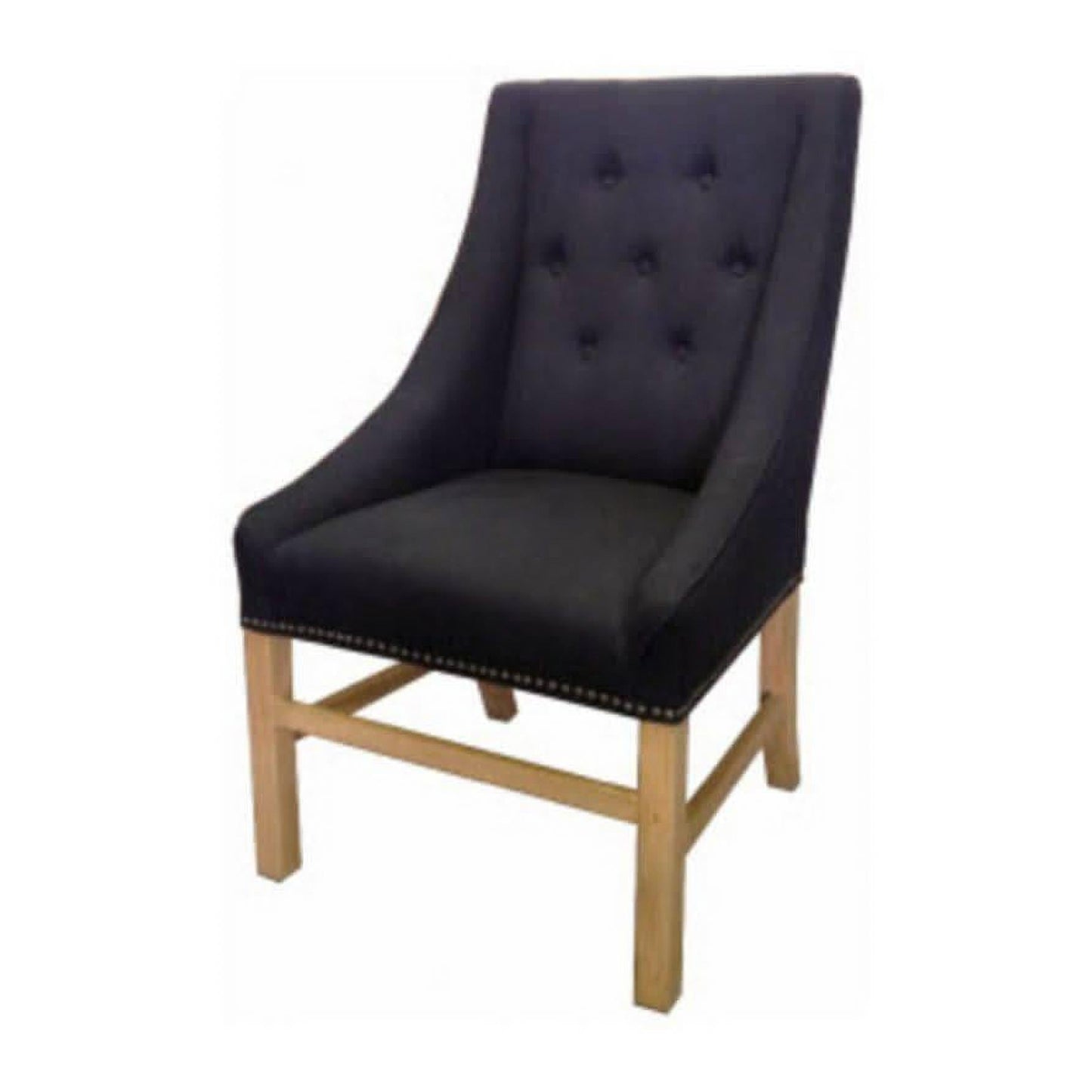 Black solid oak dining chair by Chocolate Wood featuring a sleek, modern design with sturdy wooden construction.