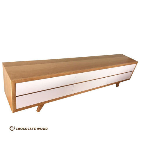OSCAR AMERICAN OAK RETRO STYLE TV/ENTERTAINMENT UNIT DRAWERS & 1 TUCKIN DRAW - MyChocolateWood