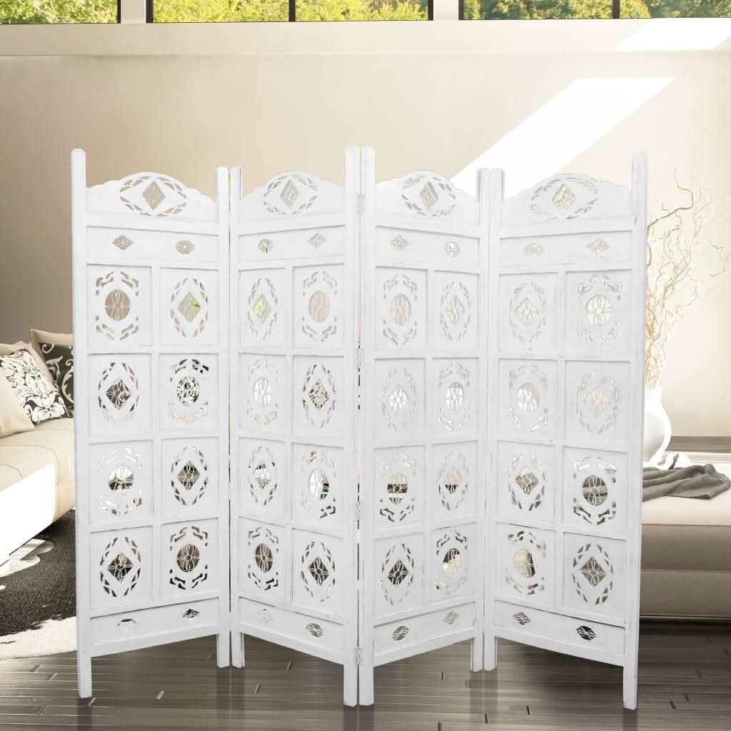 OVAL SCREEN 4 PANELS IN  IN WHITE - MyChocolateWood
