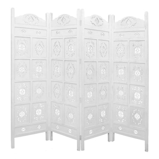OVAL SCREEN 4 PANELS IN IN WHITE - MyChocolateWood