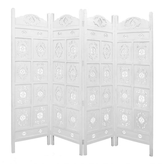 OVAL SCREEN 4 PANELS IN IN WHITE - MyChocolateWood