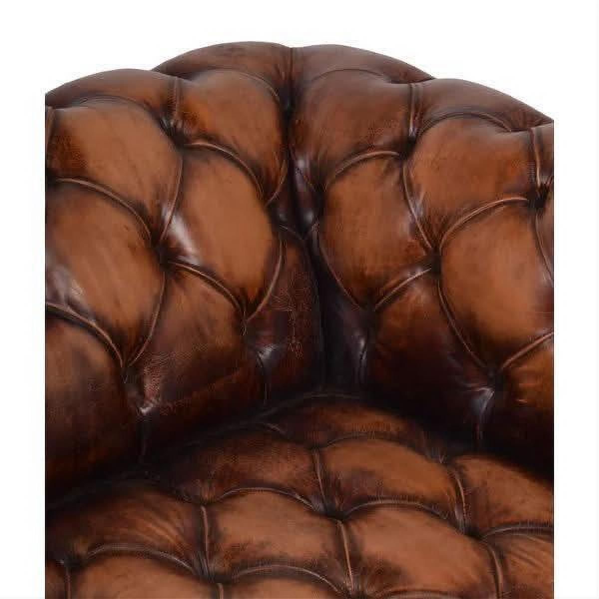 OXFORD AGED LEATHER 3-SEATER SOFA IN BROWN DISTRESSED CARAMEL - MyChocolateWood