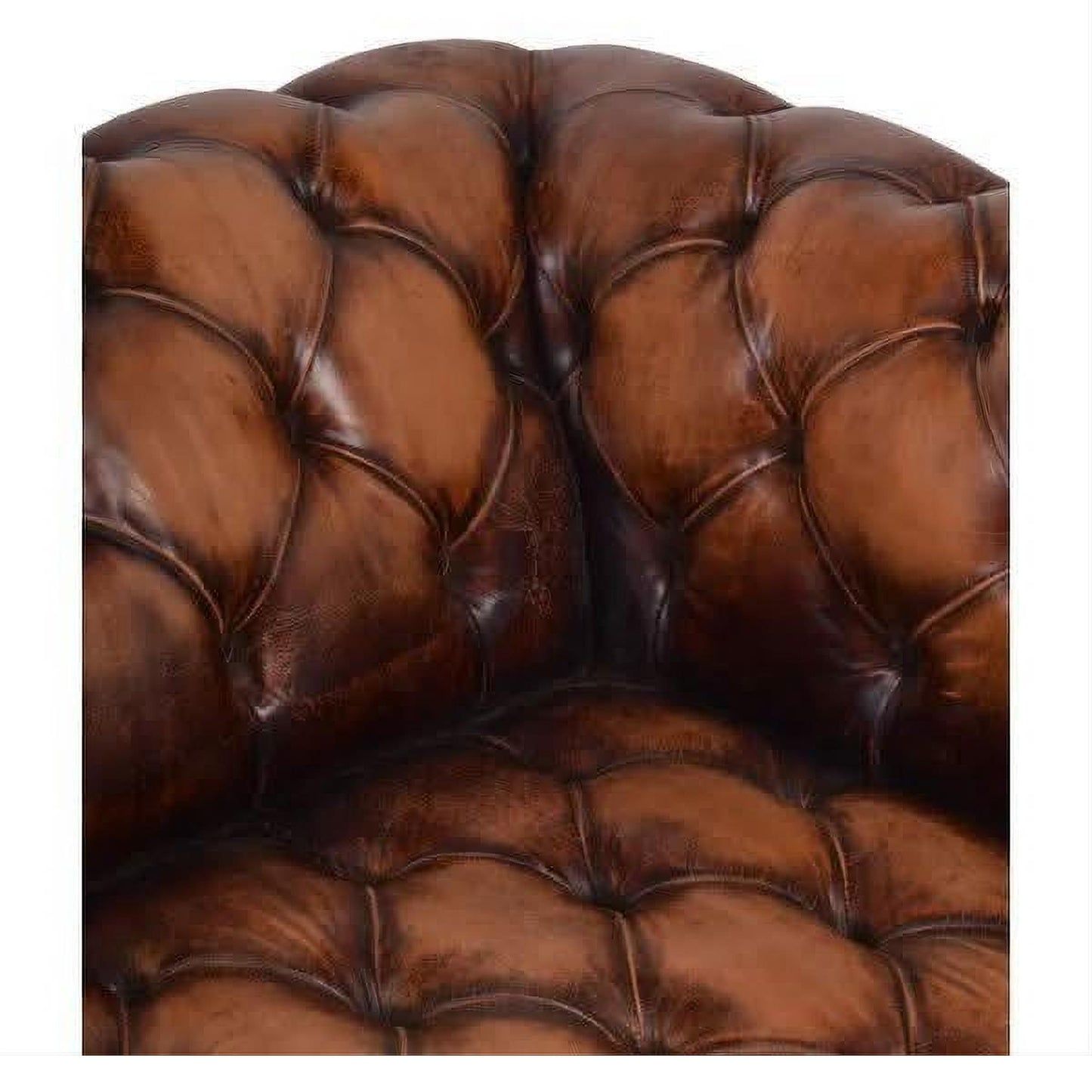 OXFORD AGED LEATHER 3-SEATER SOFA IN BROWN DISTRESSED CARAMEL
