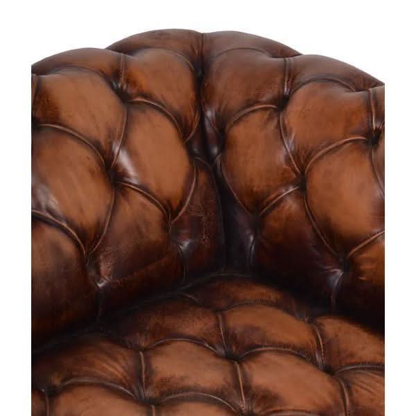 OXFORD AGED LEATHER 3-SEATER SOFA IN BROWN DISTRESSED CARAMEL - MyChocolateWood