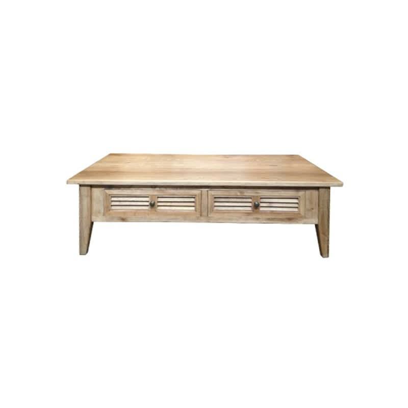 PALM BEACH 2 DRAWER COFFEE TABLE LOUVRE STYLE IN SOLID OAK - MyChocolateWood