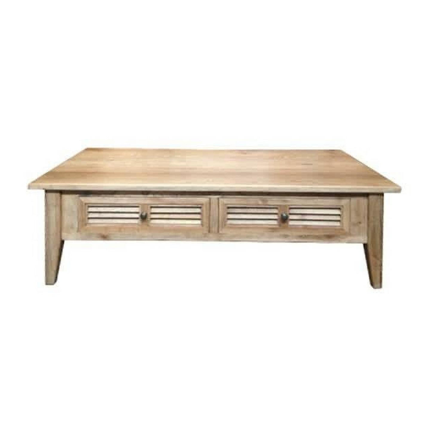PALM BEACH 2 DRAWER COFFEE TABLE LOUVRE STYLE IN SOLID OAK