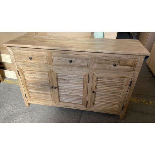 PALM BEACH BUFFET/SIDEBOARD 3 DOORS 3 DRAWERS LOUVRE STYLE SOLID OAK - MyChocolateWood
