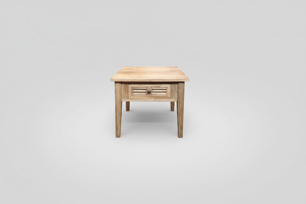 PALM BEACH LAMP TABLE 1 DRAWER LOUVRE STYLE IN SOLID OAK - MyChocolateWood
