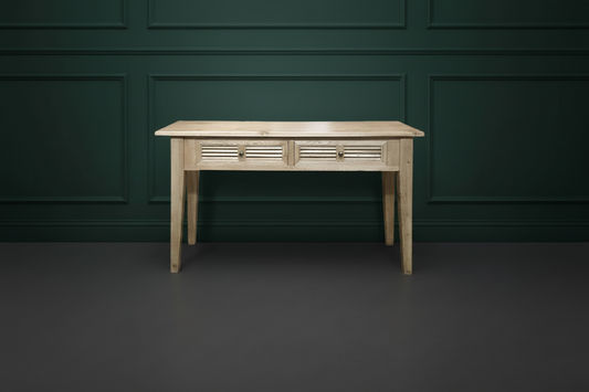 PALM BEACH LOUVRE STYLE 2 DRAWER HALL TABLE/CONSOLE TABLE IN SOLID OAK - MyChocolateWood