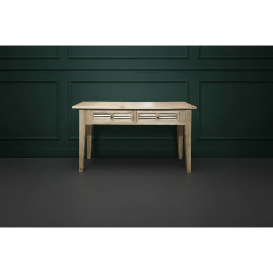 PALM BEACH LOUVRE STYLE 2 DRAWER HALL TABLE/CONSOLE TABLE IN SOLID OAK - MyChocolateWood