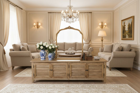 PALM BEACH LOUVRE STYLE TV/ENTERTAINMENT UNIT - 4 DOORS - SOLID OAK NATURAL - MyChocolateWood