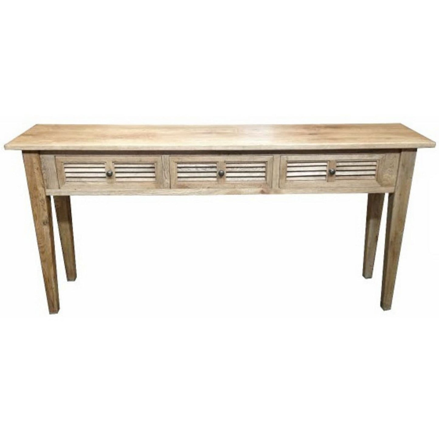 PALM BEACH SOLID OAK LOUVRE STYLE HALL TABLE/CONSOLE TABLE 3 DRAWERS IN SOLID OAK