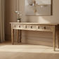 PALM BEACH SOLID OAK LOUVRE STYLE HALL TABLE/CONSOLE TABLE 3 DRAWERS  IN SOLID OAK - MyChocolateWood