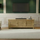 PALM BEACH TV/ENTERTAINMENT UNIT 3 DOORS LOUVRE STYLE IN SOLID OAK - MyChocolateWood