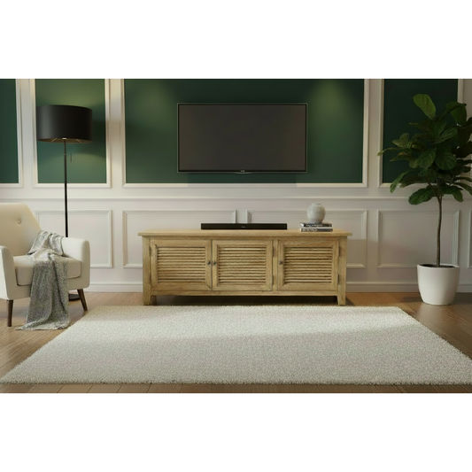 PALM BEACH TV/ENTERTAINMENT UNIT 3 DOORS LOUVRE STYLE IN SOLID OAK - MyChocolateWood
