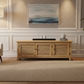 PALM BEACH TV/ENTERTAINMENT UNIT 3 DOORS LOUVRE STYLE IN SOLID OAK - MyChocolateWood