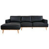 PAMELA 2.5-SEATER LHF CHAISE ITALIAN LEATHER MODULAR SOFA, IN BLACK