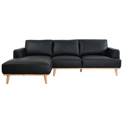 PAMELA 2.5-SEATER LHF CHAISE ITALIAN LEATHER MODULAR SOFA, IN BLACK