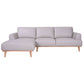 Pamela 2.5-Seater Chaise Italian Leather Modular Sofa in Light Grey, Left - Chocolate Wood