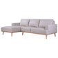 Pamela 2.5-Seater Chaise Italian Leather Modular Sofa in Light Grey, Left - Chocolate Wood