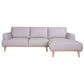 Pamela 2.5-Seater Chaise Italian Leather Modular Sofa in Light Grey, Right - Chocolate Wood