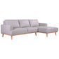 Pamela 2.5-Seater Chaise Italian Leather Modular Sofa in Light Grey, Right - Chocolate Wood