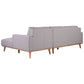 Pamela 2.5-Seater Chaise Italian Leather Modular Sofa in Light Grey, Right - Chocolate Wood