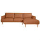 Pamela 2.5-Seater Chaise Italian Leather Modular Sofa in Tek, Right - Chocolate Wood