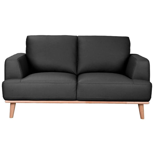 PAMELA 2-SEATER ITALIAN LEATHER SOFA IN BLACK - MyChocolateWood
