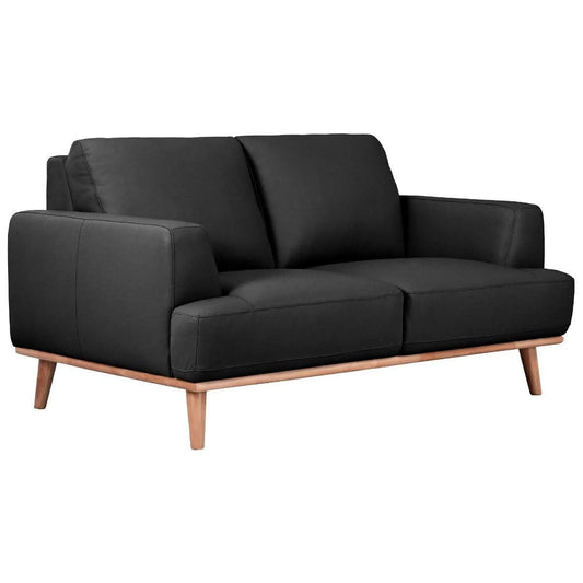 PAMELA 2-SEATER ITALIAN LEATHER SOFA IN BLACK