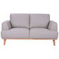 Pamela 2-Seater Italian Leather Sofa in Light Grey - Chocolate Wood