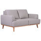 Pamela 2-Seater Italian Leather Sofa in Light Grey - Chocolate Wood