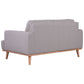 Pamela 2-Seater Italian Leather Sofa in Light Grey - Chocolate Wood