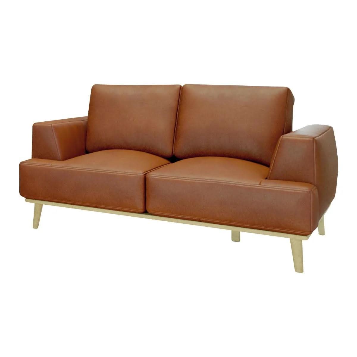 Pamela 2-Seater Italian Leather Sofa in Tan - Chocolate Wood