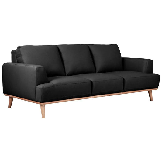 PAMELA 3-SEATER ITALIAN LEATHER SOFA IN BLACK