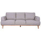 Pamela 3-Seater Italian Leather Sofa in Light Grey - Chocolate Wood
