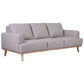 Pamela 3-Seater Italian Leather Sofa in Light Grey - Chocolate Wood