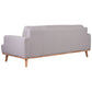 Pamela 3-Seater Italian Leather Sofa in Light Grey - Chocolate Wood