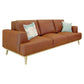 Pamela 3-Seater Italian Leather Sofa in Tan - Chocolate Wood
